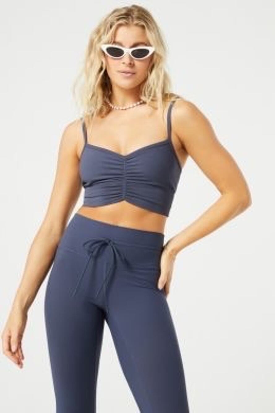 L*Space Active Soren Top Slate Women's Small NWT Ruched Front Adjustable Strap